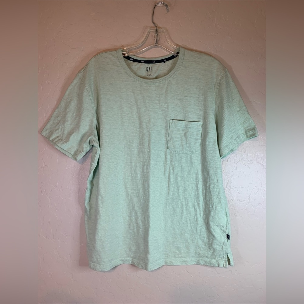 Gap Mens Mint Green Slub Cotton Pocket T-Shirt Size L Short Sleeve 0683
